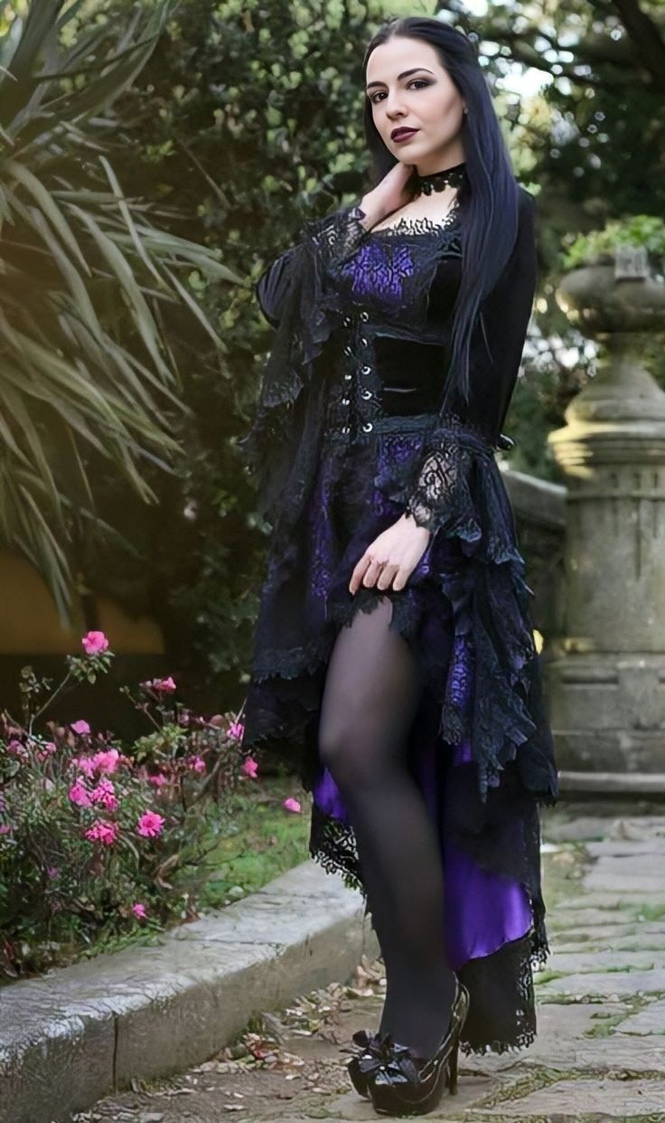 Purple and Black Layered Dress